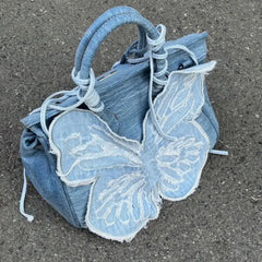 Y2k aesthetic denim butterfly handbag - Y2k Empire