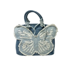 Y2k aesthetic denim butterfly handbag - Y2k Empire