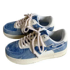 Y2k aesthetic denim heart sneakers - Y2k Empire