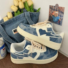 Y2k aesthetic denim heart sneakers - Y2k Empire