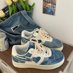 Y2k aesthetic denim heart sneakers - Y2k Empire