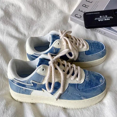 Y2k aesthetic denim heart sneakers - Y2k Empire