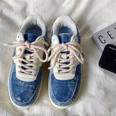 Y2k aesthetic denim heart sneakers - Y2k Empire