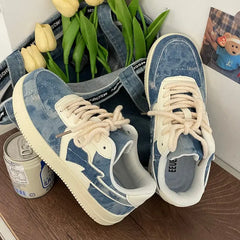 Y2k aesthetic denim heart sneakers - Y2k Empire