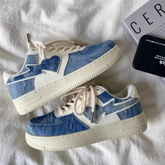 Y2k aesthetic denim heart sneakers - Y2k Empire