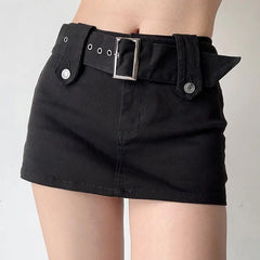 Y2k aesthetic detachable belt mini skirt - Y2k Empire