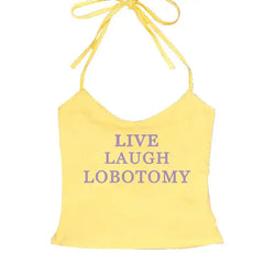 Y2k aesthetic live laugh halter top in various sizes - Y2k Empire