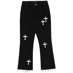 Y2k black cross jeans for men - Y2k Empire