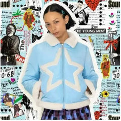 Y2k blue and white fur coat - Y2k Empire