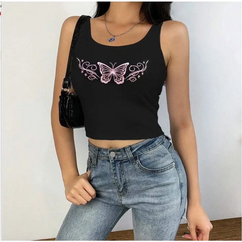 Y2k butterfly cropped tank top - Y2k Empire