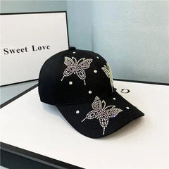 Y2k butterfly rhinestone cap - Y2k Empire