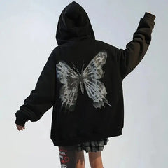 Y2k butterfly zip-up hoodie - Y2k Empire