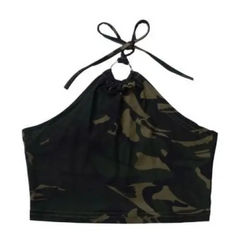 Y2k camo backless crop top - Y2k Empire