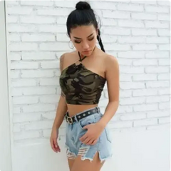 Y2k camo backless crop top - Y2k Empire