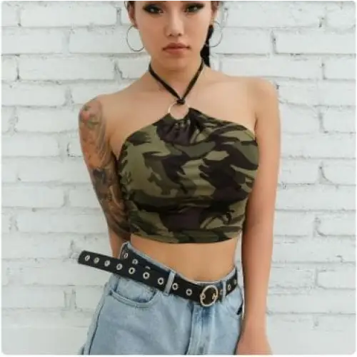 Y2k camo backless crop top - Y2k Empire