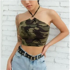 Y2k camo backless crop top - Y2k Empire