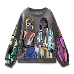 Y2k cartoon print sweatshirt - Y2k Empire