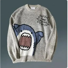 Y2k cartoon shark sweater - Y2k Empire