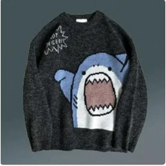 Y2k cartoon shark sweater - Y2k Empire