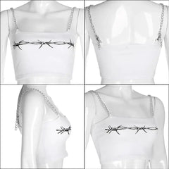 Y2k chain strap cropped tank - Y2k Empire