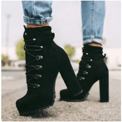 Y2k chunky suede lace-up boots - Y2k Empire