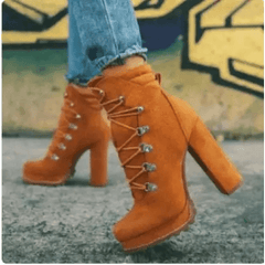 Y2k chunky suede lace-up boots - Y2k Empire