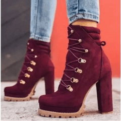 Y2k chunky suede lace-up boots - Y2k Empire