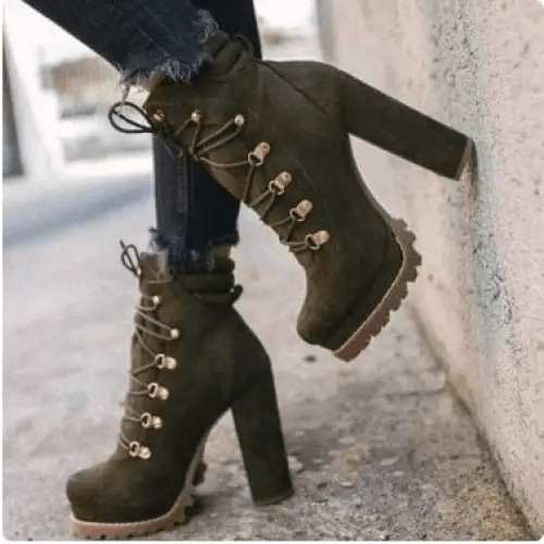 Y2k chunky suede lace-up boots - Y2k Empire