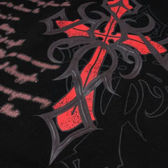 Y2k cross motif black hoodie - Y2k Empire