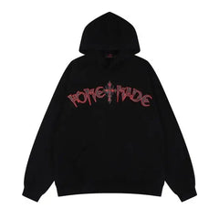 Y2k cross motif black hoodie - Y2k Empire