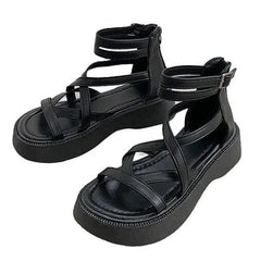 Y2k cross over platform sandals - Y2k Empire