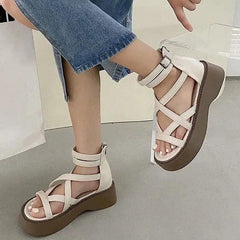 Y2k cross over platform sandals - Y2k Empire