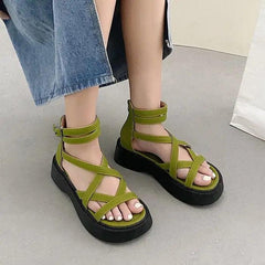 Y2k cross over platform sandals - Y2k Empire