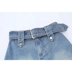 Y2k denim belted skirt - Y2k Empire