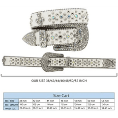 Y2k diamond-embellished white belt - Y2k Empire