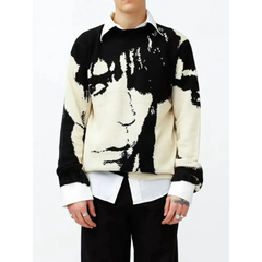 Y2k face print sweater - Y2k Empire