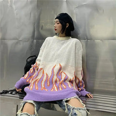 Y2k flame knit sweatshirt - Y2k Empire