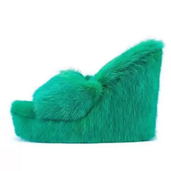 Y2k fur wedge sandals - Y2k Empire