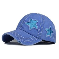 Y2k glitter star denim baseball cap - adjustable size - Y2k Empire