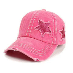 Y2k glitter star denim baseball cap - adjustable size - Y2k Empire