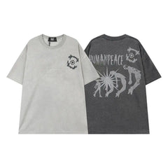 Y2k grey oversized t-shirt - nostalgic fashion piece - Y2k Empire