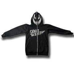 Y2k grunge rhinestone hooded sweatshirt - Y2k Empire