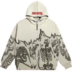 Y2k grunge skeleton zip hoodie - Y2k Empire