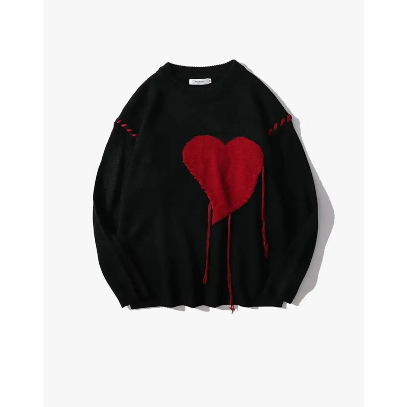 Y2k heart motif sweater - Y2k Empire