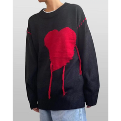 Y2k heart motif sweater - Y2k Empire