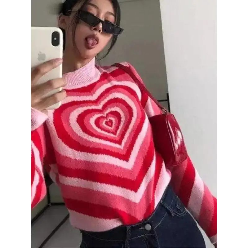 Y2k heart sweater: embrace 2000s nostalgia - Y2k Empire