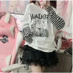 Y2k hello kitty oversized long-sleeve shirt - Y2k Empire