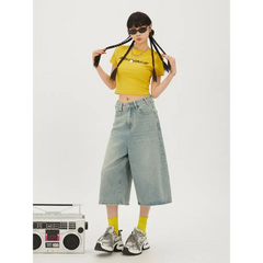 Y2k inspired long jorts for women - Y2k Empire