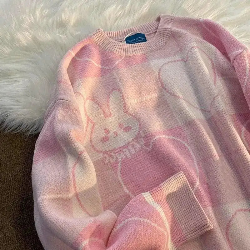 Y2k kawaii bunny print sweater - Y2k Empire