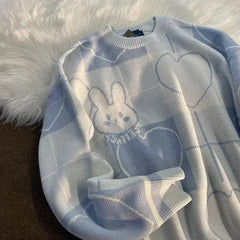 Y2k kawaii bunny print sweater - Y2k Empire